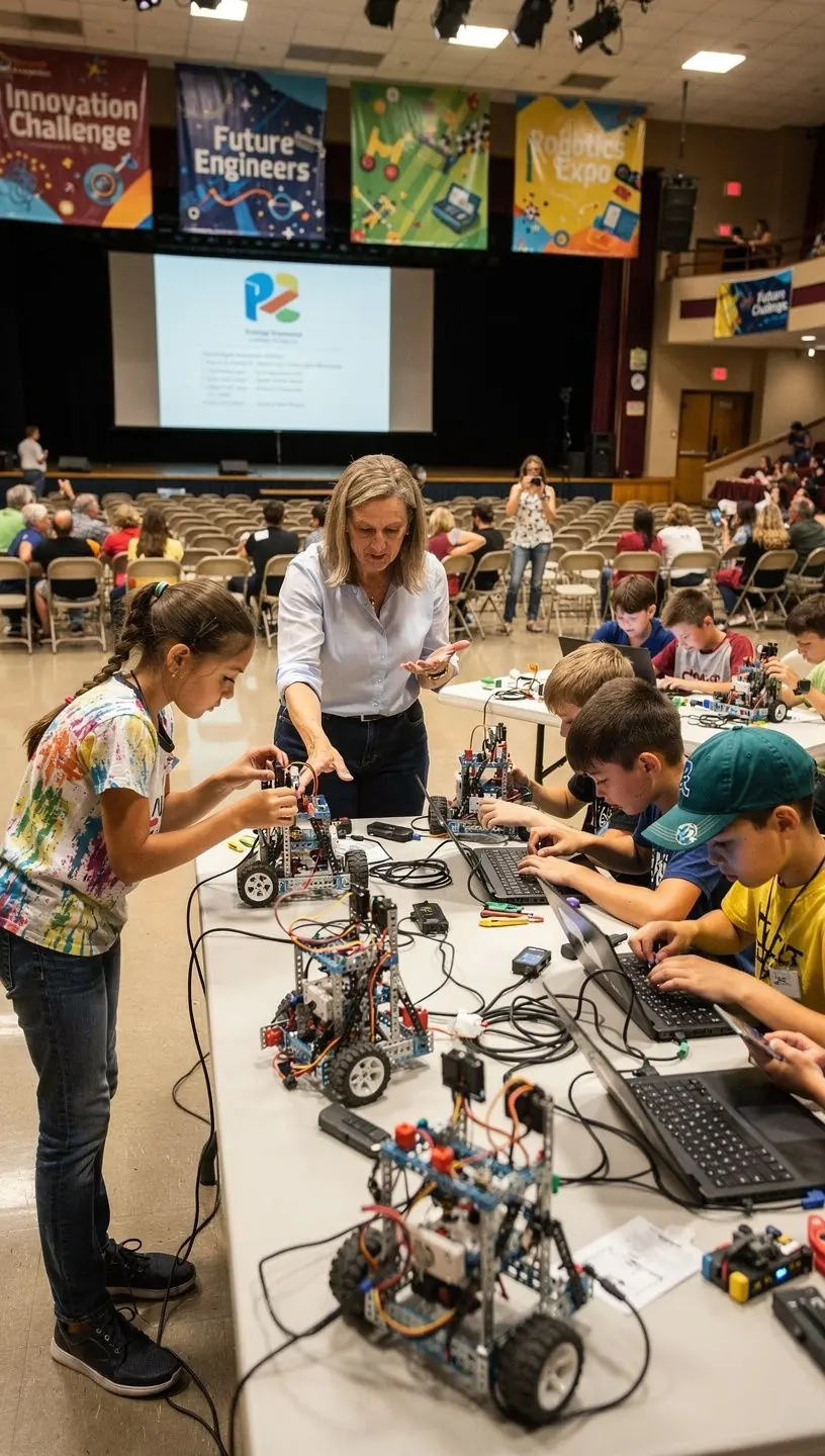 Een kind dat met een boek op schoot studeert, omringd door leermaterialen.